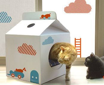cat house out of boxes
